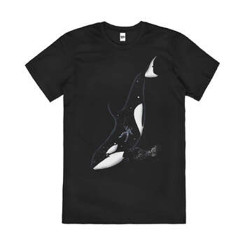 Meanwhile In A Whale Astronaut Space Cotton T-Shirt Black Size 3XL