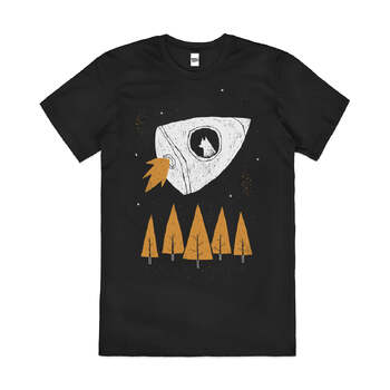 Laika Space Dog Astronaut Solar System Cotton T-Shirt Black Size 3XL