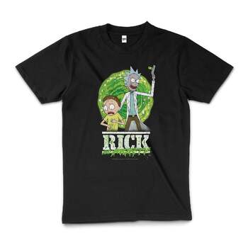 Rick and Morty Splatter Funny Licensed Cotton T-Shirt Black Size 3XL