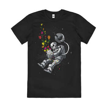 End of Humanity Skeleton Astronaut Cotton T-Shirt Black Size 3XL