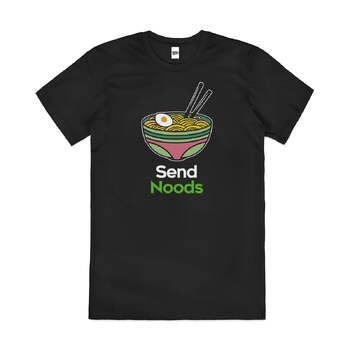 Send Noods Funny Ramen Japanese Noodles Cotton T-Shirt Black Size 3XL