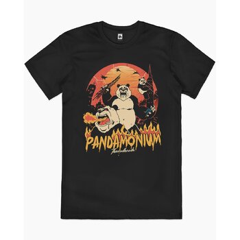 Pandamonium Panda Bear Monster Attack Cotton T-Shirt Black Size 3XL