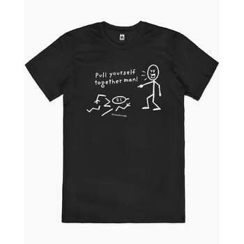 Pull Yourself Together Man Funny Slogan Cotton T-Shirt Black Size 3XL