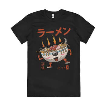 Yokai Ramen Japanese Noodle Soup Kaiju Cotton T-Shirt Black Size 3XL