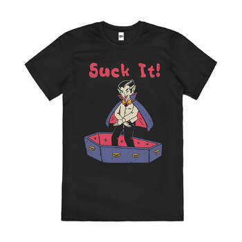 Suck It Funny Vampire Parody Slogan Cotton T-Shirt Black Size 3XL