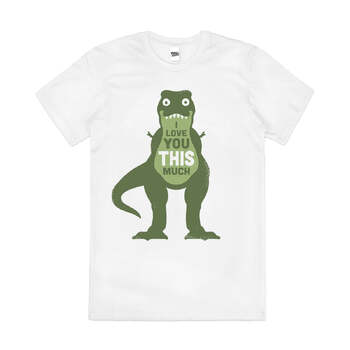 Amourosaurus Funny Love T-Rex Jurassic Cotton T-Shirt White Size 3XL