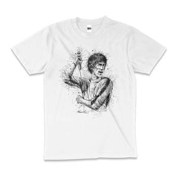 Bruce Lee Scribble Kung Fu Motivational Cotton T-Shirt White Size 3XL