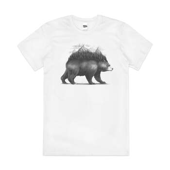 Bear Forest Wild Animal Camping Hiking Cotton T-Shirt White Size 3XL