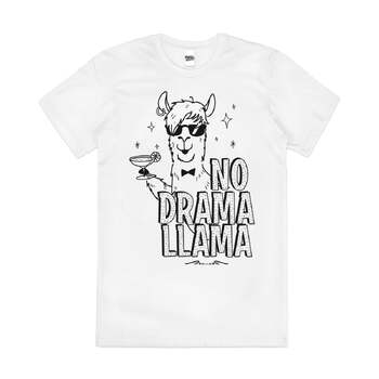 No Drama Llama Funny Animal Cute Artsy Cotton T-Shirt White Size 3XL