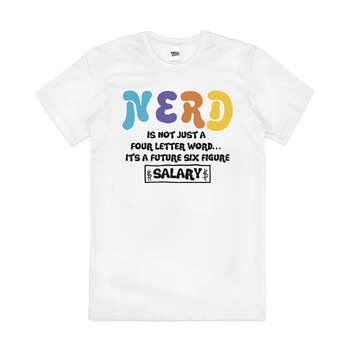 Not Just A Four Letter Word Nerd Slogan Cotton T-Shirt White Size 3XL