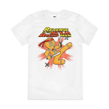 Revenge of The Ninja Bread Man Graphic Cotton T-Shirt White Size 3XL