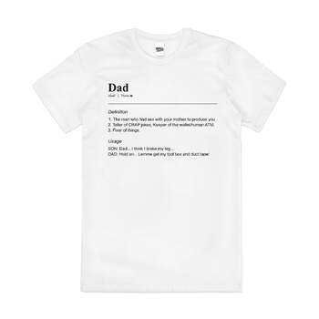 Funny Dad Father's Day Gift Definition Cotton T-Shirt White Size 3XL