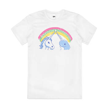 Rainbow Narwhal Unicorn Mythical Animal Cotton T-Shirt White Size 3XL