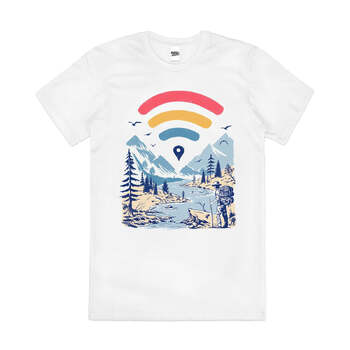 Internet Explorer Artsy Fishing Wi-Fi Cotton T-Shirt White Size 3XL