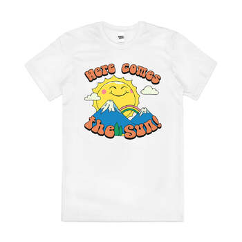 Here Comes the Sun Cute Summer Slogan Cotton T-Shirt White Size 3XL