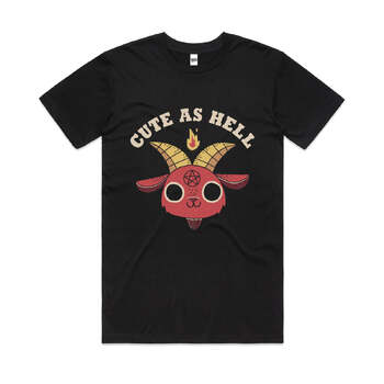 Cute As Hell Funny Humour Slogan Parody Cotton T-Shirt Black Size 4XL