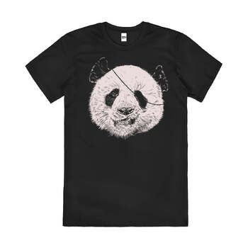 Endangered Pirate Panda Bear Animal Cotton T-Shirt Black Size 4XL