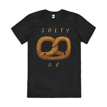 Salty AF Funny Pretzel Anti-Social Rude Cotton T-Shirt Black Size 4XL