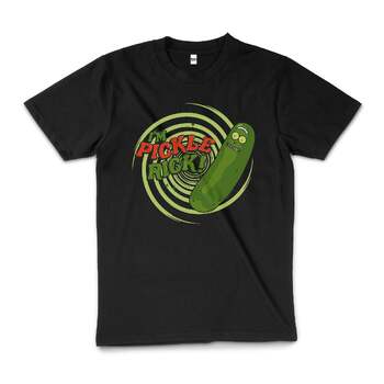 Rick And Morty Pickle Rick Fun Cartoon Cotton T-Shirt Black Size 4XL