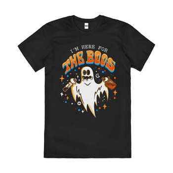 I'm Here for the Booze Funny Ghost Beer Cotton T-Shirt Black Size 4XL