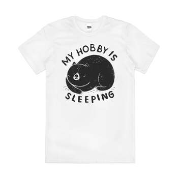 My Hobby Is Sleeping Funny Lazy Slogan Cotton T-Shirt White Size 4XL