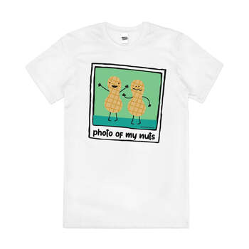 Photo of My Nuts Funny Bad Pun Dad Joke Cotton T-Shirt White Size 4XL