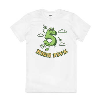 High Five Funny Stoner Weed Parody Pun Cotton T-Shirt White Size 4XL