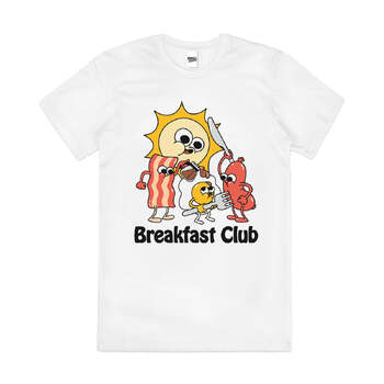 Breakfast Club Bacon Eggs Vintage Retro Cotton T-Shirt White Size 4XL