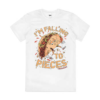 Falling to Pieces Funny Parody Slogan Cotton T-Shirt White Size 4XL