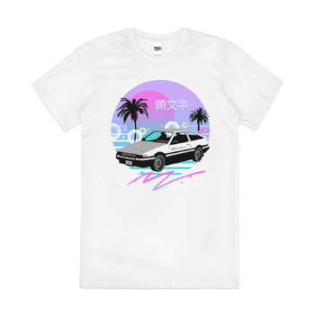 Vapour Drift Retro 90s Car Aestethic Cotton T-Shirt White Size 4XL