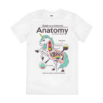 Anatomy of a Unicorn Cute Sprinkles Cotton T-Shirt White Size 4XL