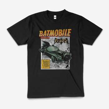 Batman Japanese Comic Book DC The Batmobile T-Shirt Black Size L