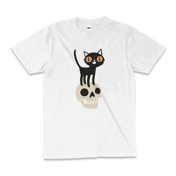 Look What the Cat Dragged In Dark Skull Cotton T-Shirt White Size L