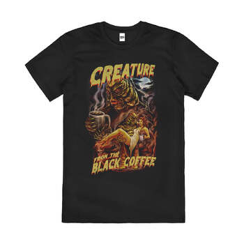 Creature From The Black Coffee Monster Cotton T-Shirt Black Size L