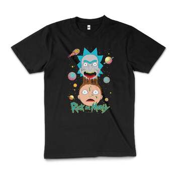 Rick and Morty Melting Cartoon Licensed Cotton T-Shirt Black Size L