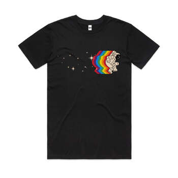 Space Dance Astronaut Stars Cotton Geek Cotton T-Shirt Black Size L