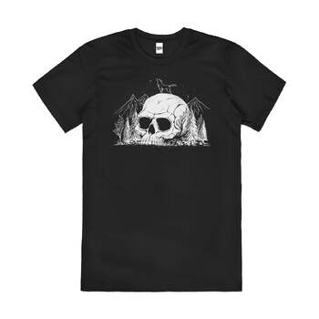 Skull Forest Artsy Outdoors Dark Arts Cotton T-Shirt Black Size L