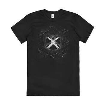 Space Exploration Astronaut Stars Planets Cotton T-Shirt Black Size L