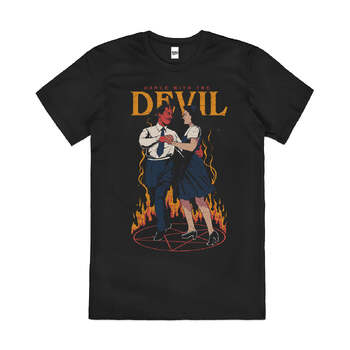 Dance With The Devil Dark Humour Funny Cotton T-Shirt Black Size L