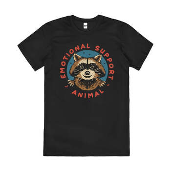 Emotional Trash Funny Raccoon Scavenger Cotton T-Shirt Black Size L