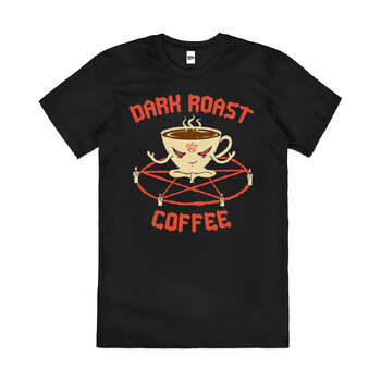 Dark Roast Coffee Funny Devil Parody Cotton T-Shirt Black Size L