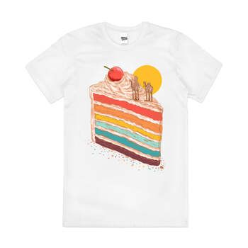 Dessert Desert Artsy Foodie Sunset Pun Cotton T-Shirt White Size L