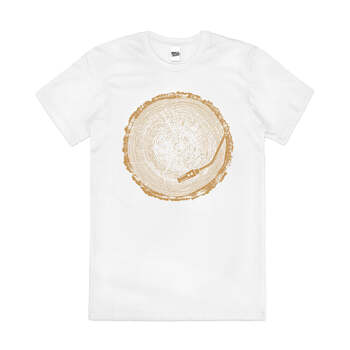 Natural Record Vinyl Nature Wood Tree Cotton T-Shirt White Size L