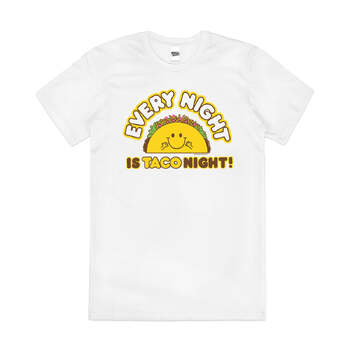 Mexican Taco Night Funny Cute Slogan Cotton T-Shirt White Size L