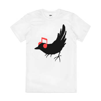 Listening to My Song Funny Bird Note Cotton T-Shirt White Size L