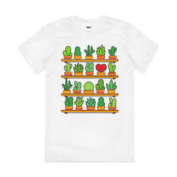 Love Yourself Cactus Heart Succulent Cotton T-Shirt White Size L