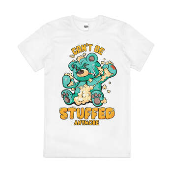 Can't Be Stuffed Anymore Funny Lazy Mood Cotton T-Shirt White Size L