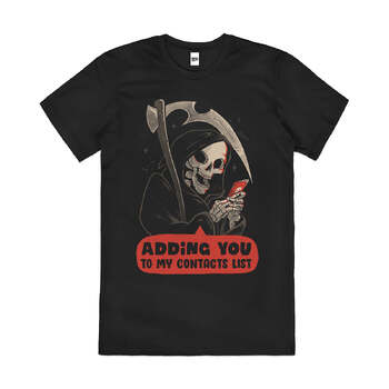 Adding You Funny Reaper Social Media Cotton T-Shirt Black Size M