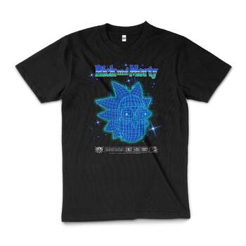 Rick And Morty Blueprint Funny Cartoon Cotton T-Shirt Black Size M