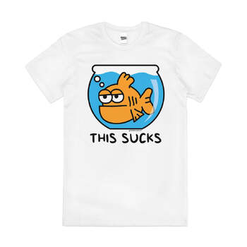 This Sucks Funny Goldfish Pet Parody Cotton T-Shirt White Size M